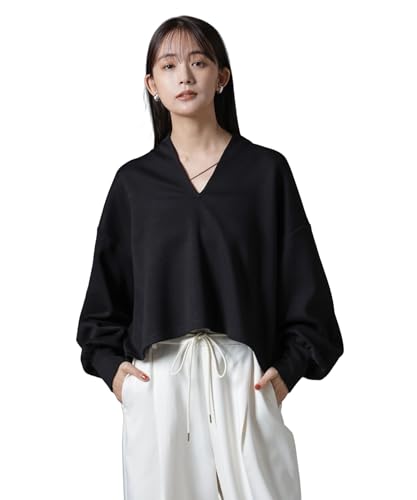 ナノ・ユニバース] 裏起毛 ダンボール カット キーネック トップス